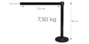 Poteau de Séparation avec Bandes Rétractables 225 cm Noir