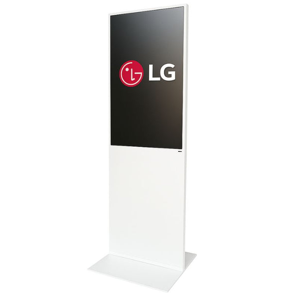 43" LG 4K Digitale Signage Totem – Vrijstaand Reclamescherm van Staal, Wit – 24/7 Gebruik