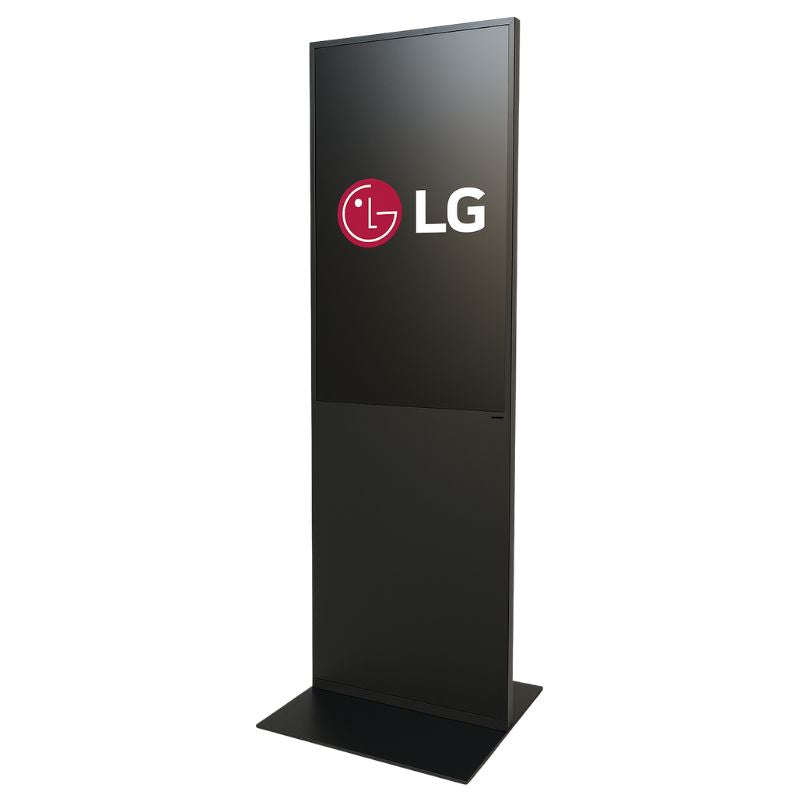43" LG 4K Digitale Signage Totem – Vrijstaand Reclamescherm van Staal, Zwart – 24/7 Gebruik