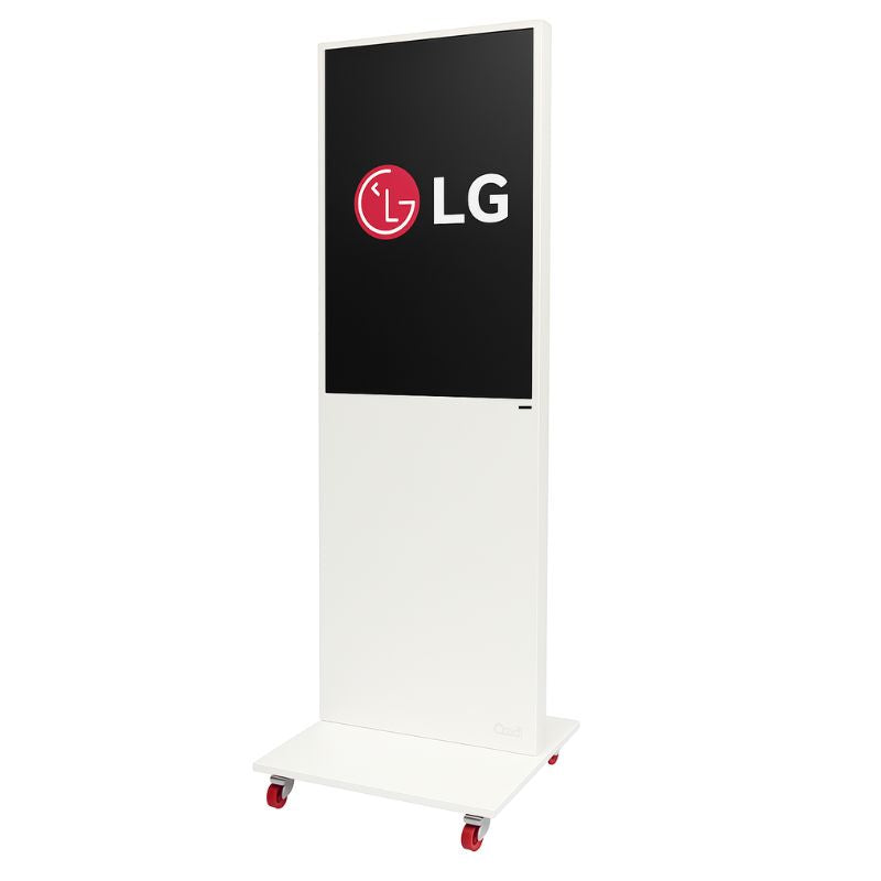 43'' LG 4K Digitale Signage Totem op Wielen – Vrijstaand Reclamescherm Wit, 24/7 Gebruik