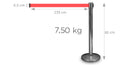 Afzetpaal met Trekband 225cm Chrome