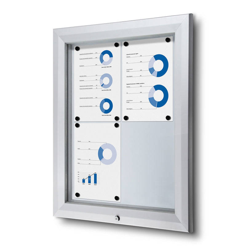 Premium Vitrinekast met Whiteboard Buiten 4xA4 | B1 Brandbeveiliging